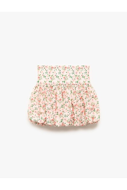 Cotton Flounced Floral Skirt