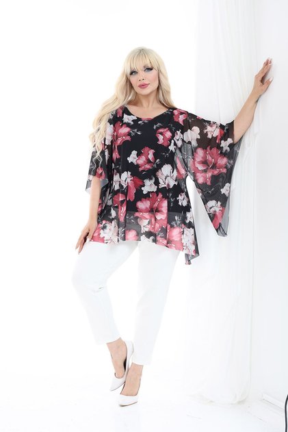 Büyük Beden Desenli Bluz 21C-2685