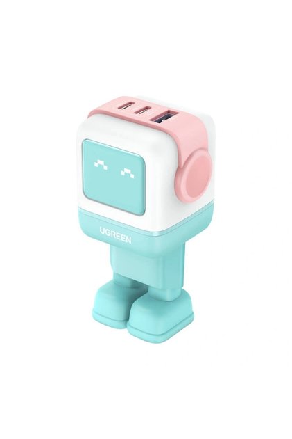 Încărcător de rețea Ugreen Nexode RG, 65W, 2x USB-C, 1x USB-A, Roz deschis/Albastru deschis