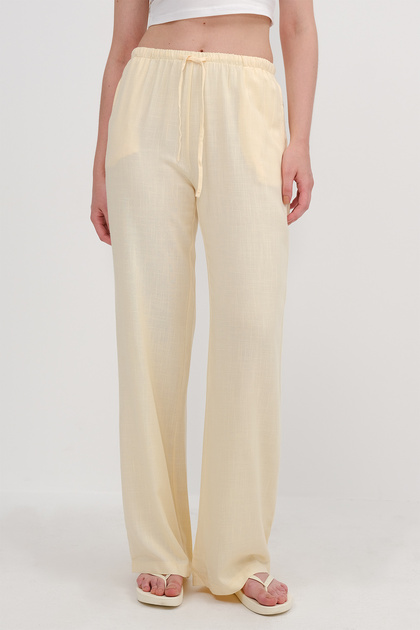Addax Keten Karışımlı Bağlamalı Wide Leg Pantolon PN16649-L10