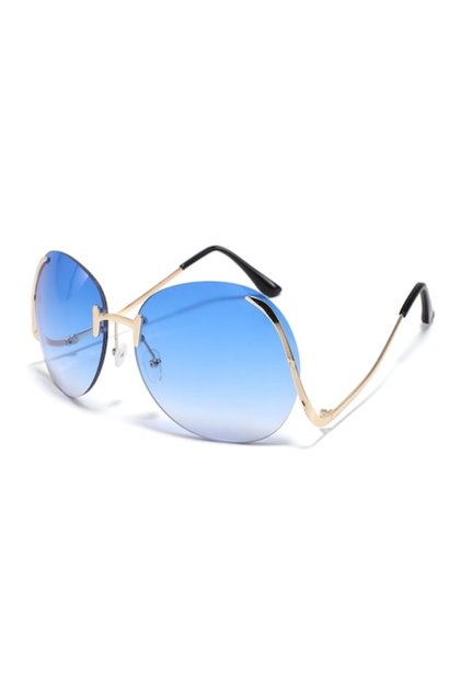 Ochelari de soare Tessero pentru femei, model supradimensionat cu brațe curbate, protecție UV400, lentilă albastră