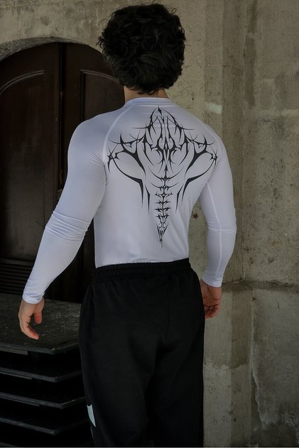 Cyber Bones - Long Sleeve Compression T-Shirt (White)