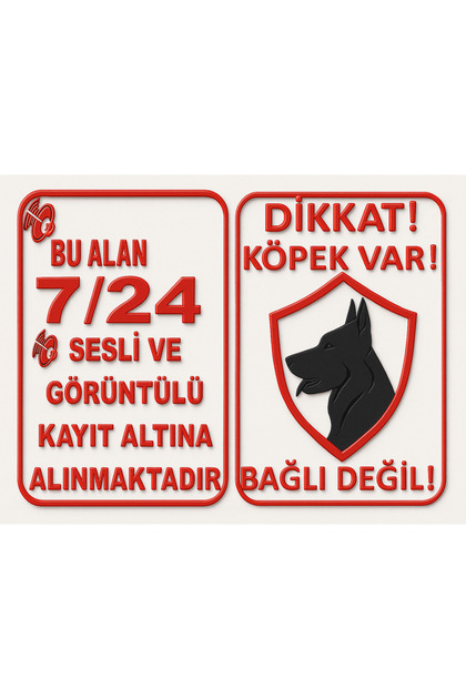 DİKKAT KÖPEK VAR UYARI LEVHASI 20X15CM METAL