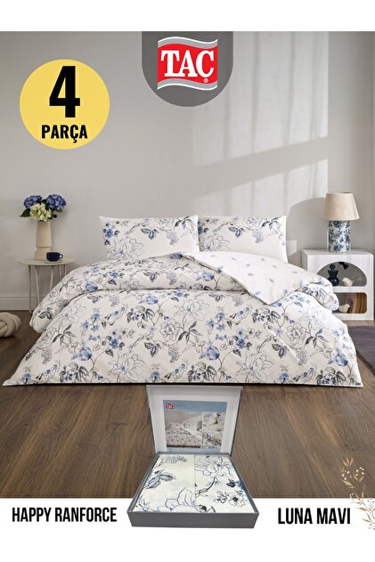 Taç LUNA Mavi Ranforce Çift Kişilik Nevresim Takımı 200x220 cm