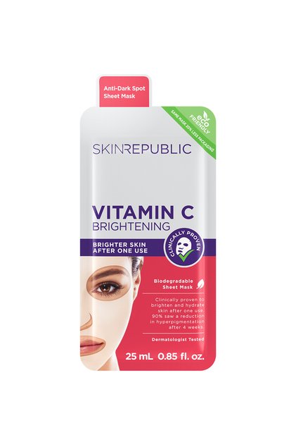 Skin Republic Vitamin C Brightening Sheet Mask. Proven to Brighten and Hydrate After One Use.