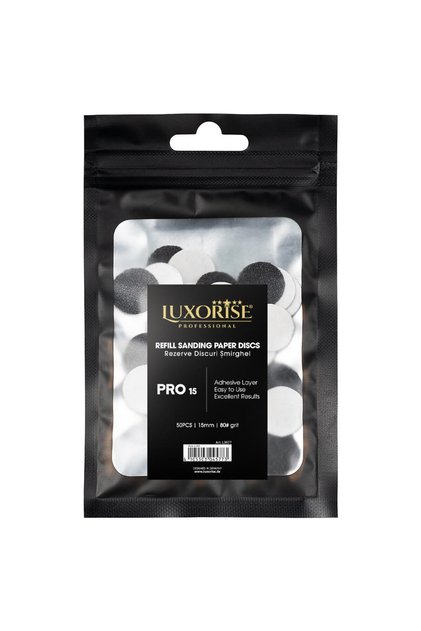 Set de 50 de rezerve de șmirghel pentru discul de pedichiură LUXORISE PRO15, granulație 80