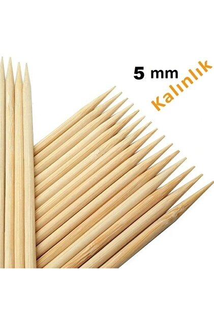 Bambu 5mm Kalın Ahşap Çöp Şiş Çubuğu 50 Cm - 25 Adet