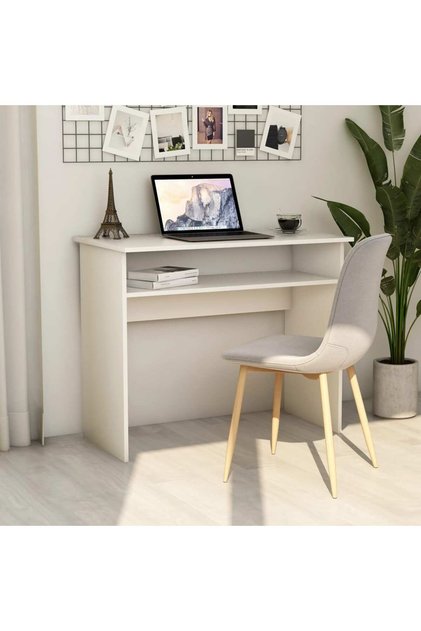 Desk White 90x50x74 cm Engineered Wood