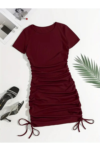 Gathered Short Sleeve Dress