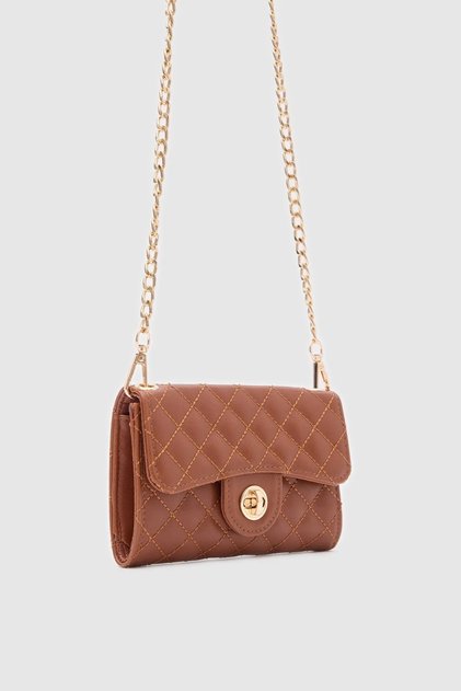 Women's Embroidery Detailed Crossbody Bag Wallet Brown