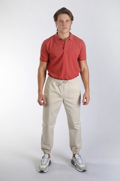 Jogger 2 normal waist comfortable cut elasticated ankle stone men's trousers