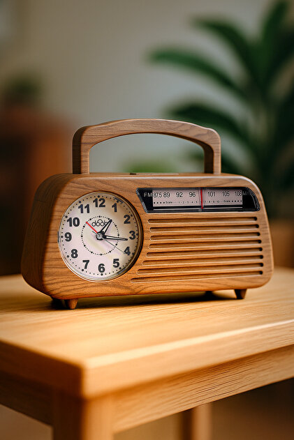 Doob Audio Çalar Saatli Analog Kadranlı Ahşap Taşınabilir Radyo DB