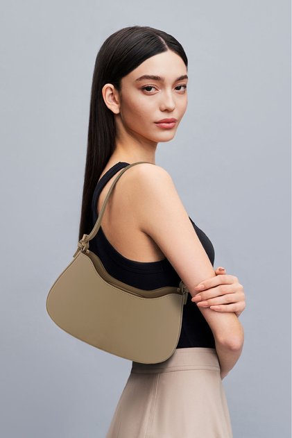Mink Oval Baguette Shoulder Bag