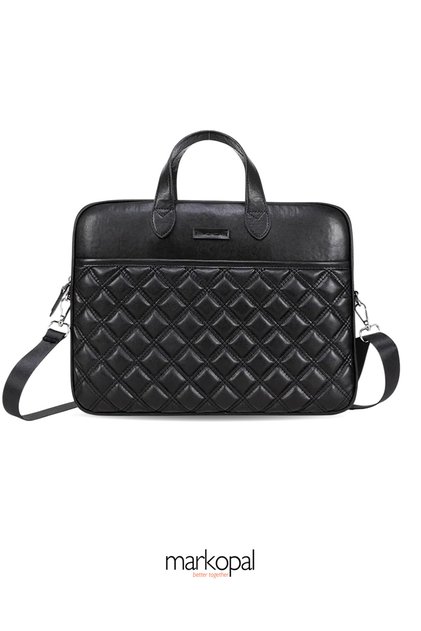 Macbook Strap Notebook Bag Tablet Laptop Case 13"-14" 15"-16" Quilted Leather Natural Black