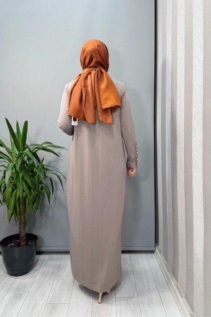 MISS DALIDA Dik Yaka Düğme Detaylı Elbise Mink T25Y-4023 - Fiyatı