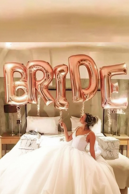Bride Written Foil Big Rose Balloon Women Bachelorette Bridal Party Celebration Supplies