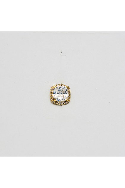 Kare Büyük Model Çelik Piercing… Altın/Gold Renkli ve Şeffaf Taşlı (TRAGUS HELIX CONCH FLAT)