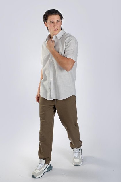 Andre men's short sleeve woven shirt gray
