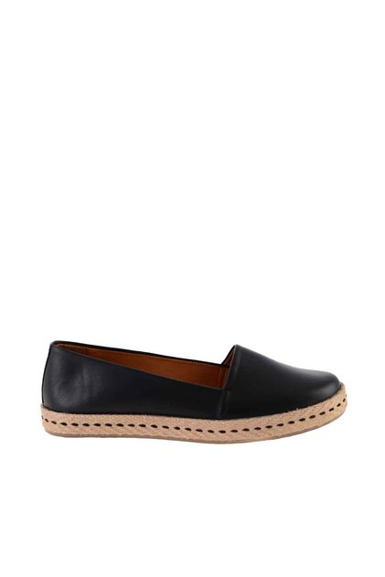 Siyah Hakiki Deri Kadın Espadril K01802021803