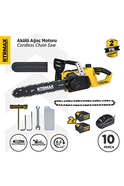 Rtrmax Rtx1891 Şarjlı Ağaç Kesme Motoru 2xli-ion 4 Ah 35 Cm Pala