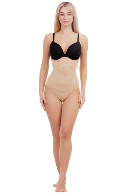 Lenjerie Modelatoare Cu Burtiera Tip Corset, Chilot Tanga, Zenifique, Nude, Marime S/M