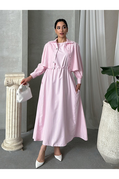 Women's Striped Bolero - Dress Double Set