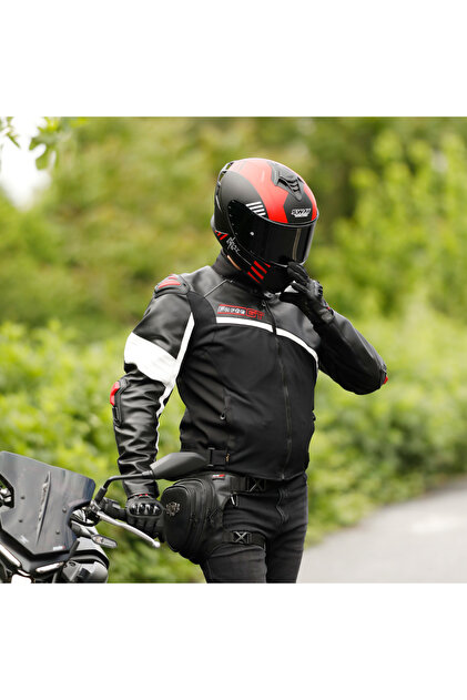 yyk FORTE GT AR54 Deri – Kırmızı Korumalı Motosiklet Deri Tekstil
