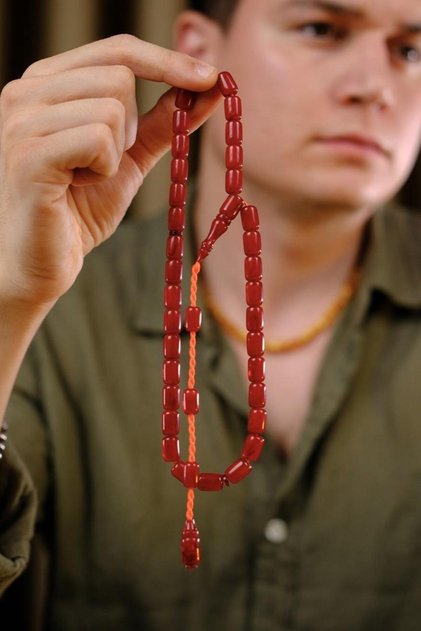 Velvet Texture High-End Dough Spiral Hare Handwork Crimping Amber Rosary