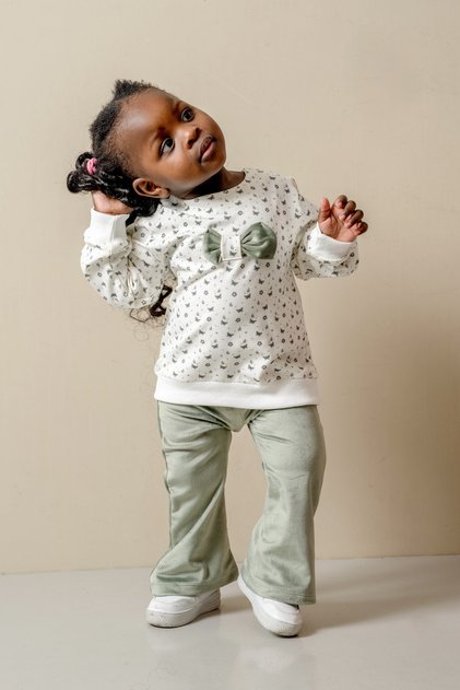 Baby Girl Velvet Sweet Sweatshirt Double Set