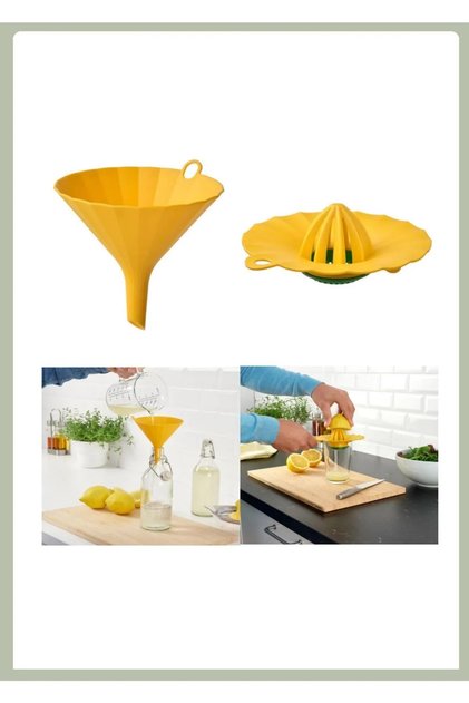 Kaliteli Limon Sıkacağı+Huni Sarı Renk