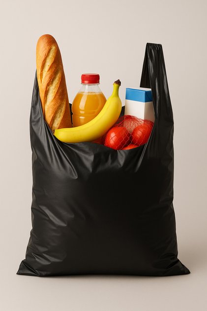 1 Kilogram 40X70 cm Black Handled Undershirt Bag Battal Size (Market Butcher Grocery Bag)