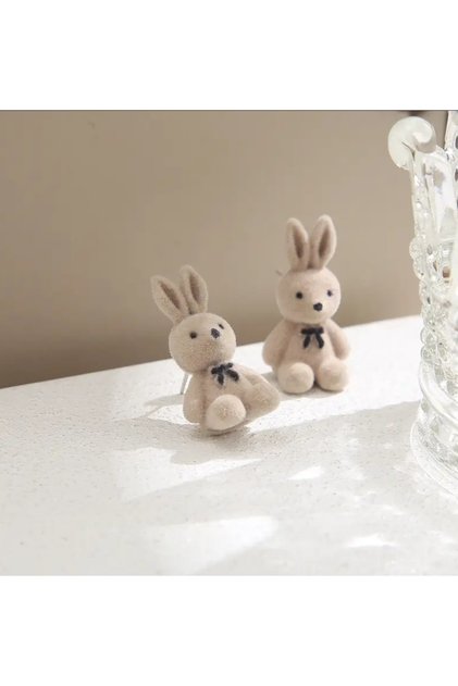Glamarsus ms cute plush bear earrings rabbit earrings beige brown
