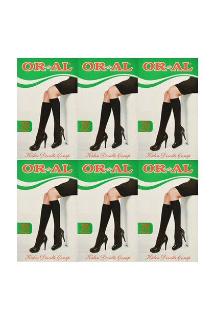 70 Denye Mus Knee High Socks Women 6 Pieces - 500 Black