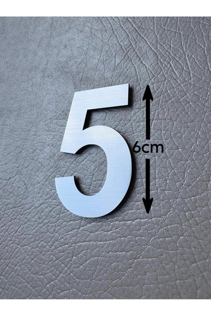 Kapı Numarası 6 CM No. 5 Daire Masa Dolap Numarası Fırcalı Gümüş Kendinden Yapışkanlı