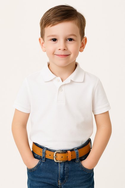 Children's Belt Leather Jeans and Fabric Trousers Brown