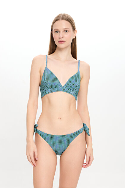 SET BIKINI TRIUNGUL VERDE CU MODEL GEOMETRIC DE DAMA 25SW010ST