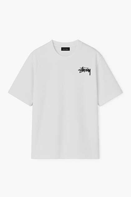 THE RULE Unisex Stüssy Zar Baskılı Oversize %100 Pamuk Geniş Kesim