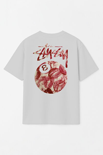 THE RULE Unisex Stüssy Kiss Baskılı Oversize %100 Pamuk Geniş