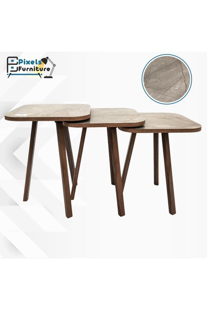 Pixel Furniture 3 Piece Square Turkish Coffee and Tea Table Set