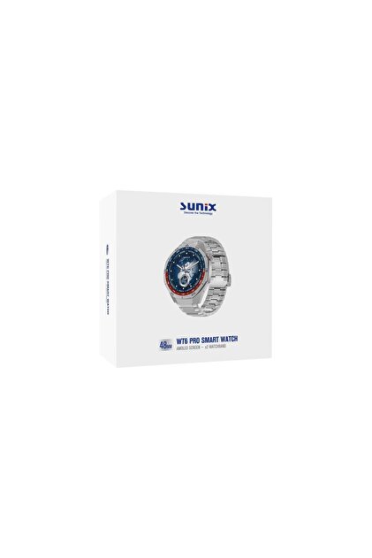 Sunix Amoled Ekran 48mm Metal Ve Silikon Kordonlu Akıllı Saat Gri