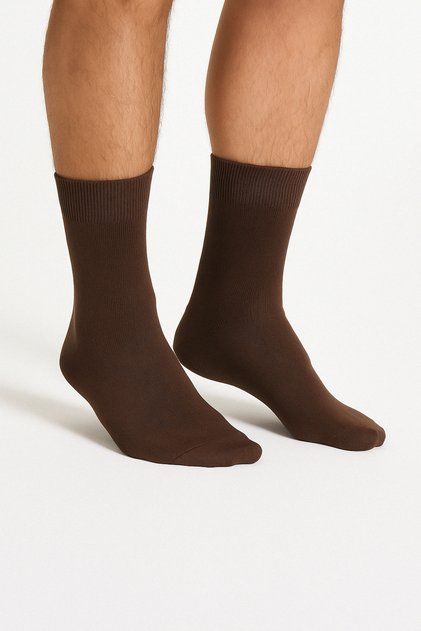 Brown Cotton Seamless Men's Long Socks Socks