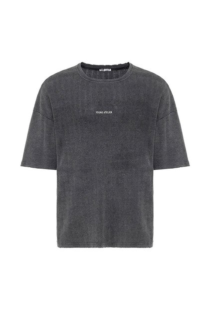 Washable Back Printed Oversize T-Shirt Black