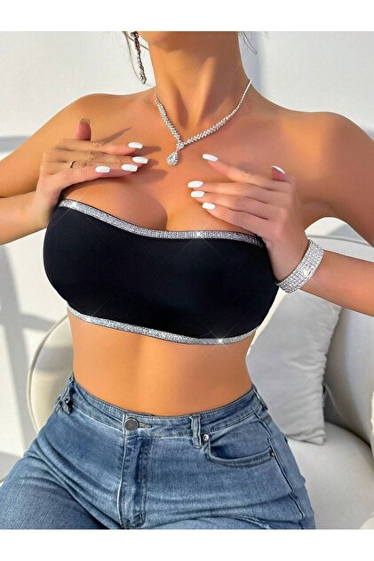 Elastic Glittery Agraflı Bra
