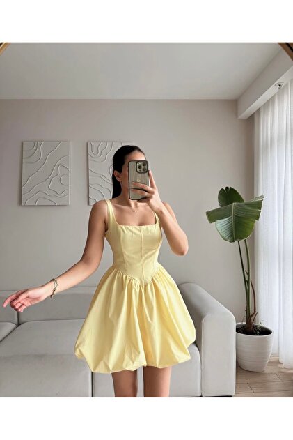 First Man Women's Waist Corset Balloon Skirt Dress- Trendyol