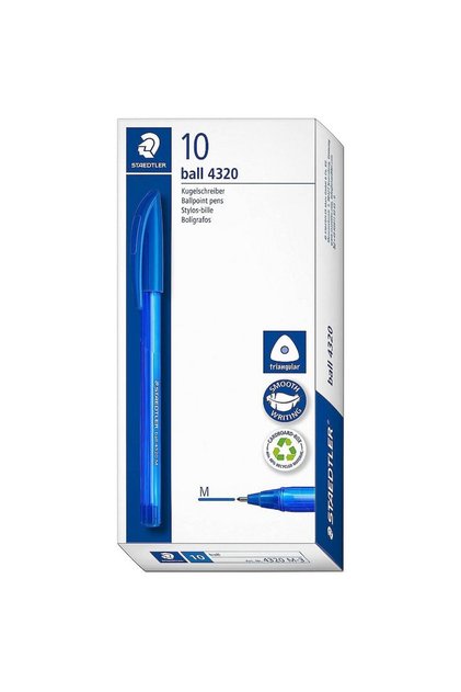 Комплект от 10 триъгълни химикалки за еднократна употреба, Staedtler 4320M сини