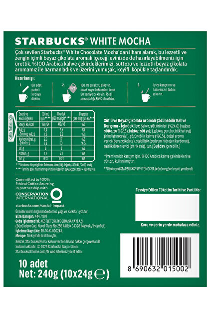Starbucks Starbucks White Mocha Premium Kahve Karışımı 24g