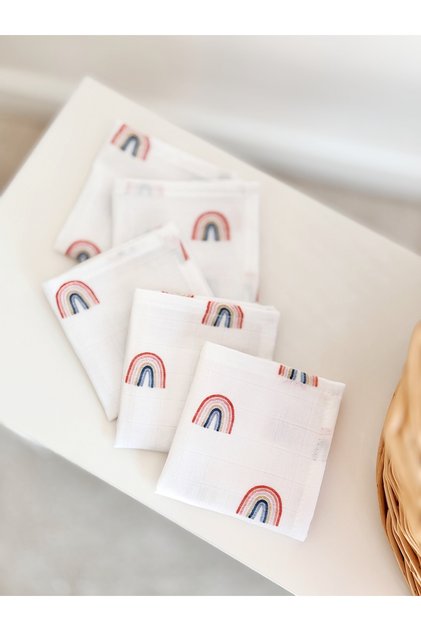 100% Cotton Muslin Mouth Wipe 20X20 - Rainbow