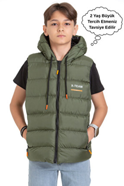 Zaziko Kids Kapüşonlu Erkek Çocuk Nova Kumaş Şişme Yelek YLK.2626