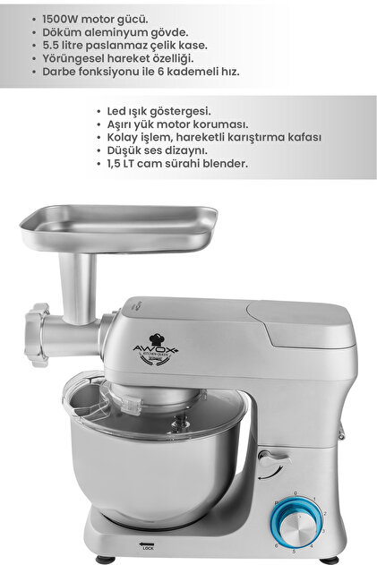 Awox Mutfak Şefi Kitchen Queen 1516 BM Gri Fiyatı, Yorumları