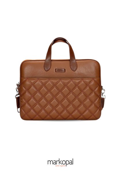 Macbook Notebook Bag with Strap Tablet Laptop Case 13"-14" and 15"-16" Quilted Leather Tan